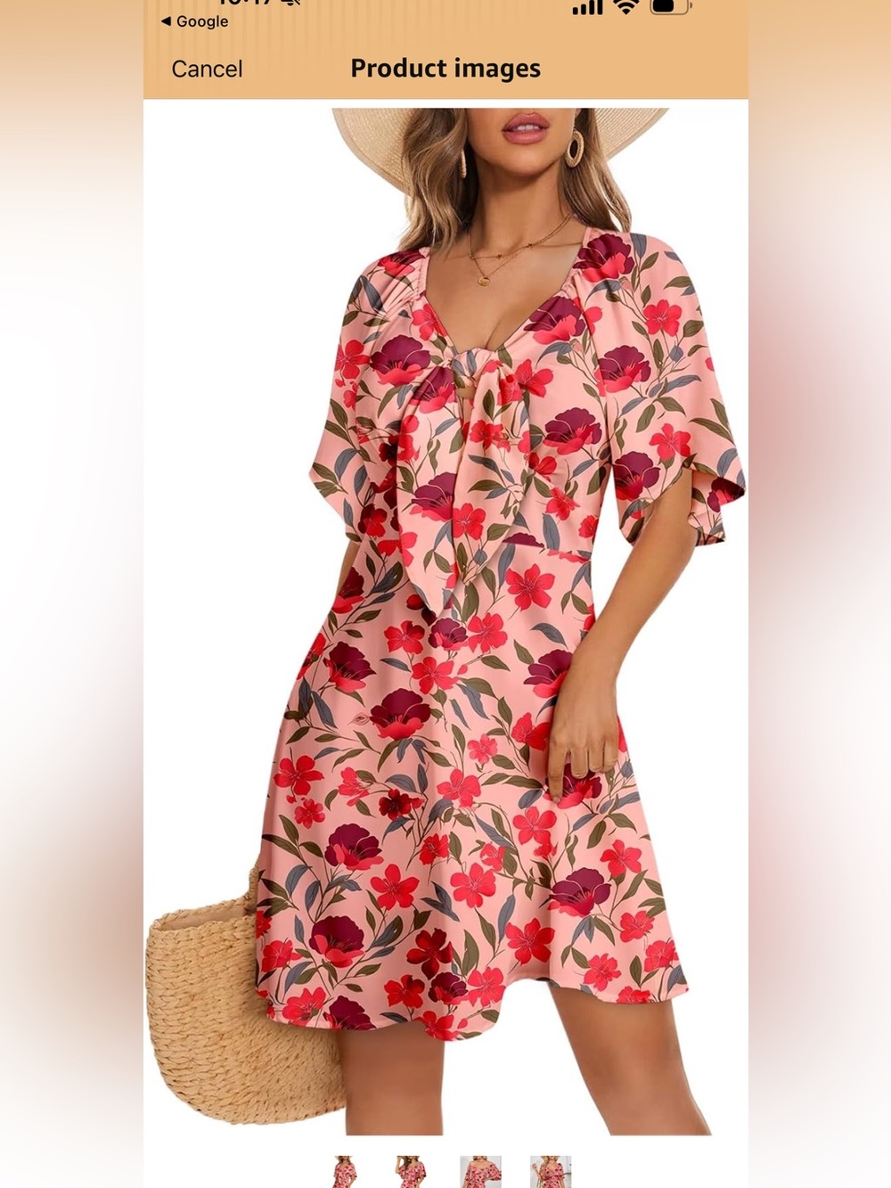 Amazon Pink Floral Puff-Sleeve Mini Dress